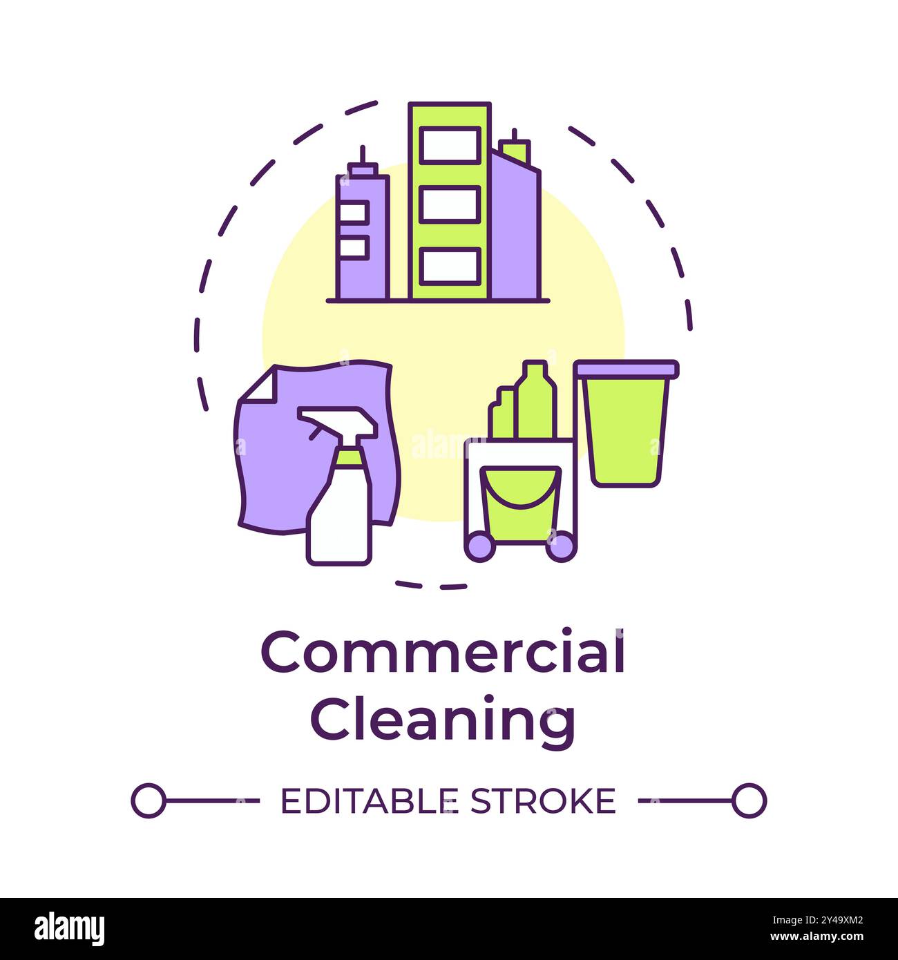 Commercial cleaning multi color concept icon Stock Vector