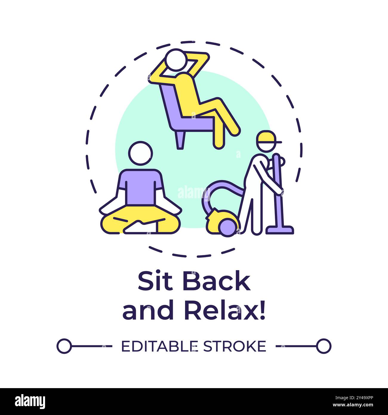 Sit back and relax multi color concept icon Stock Vector