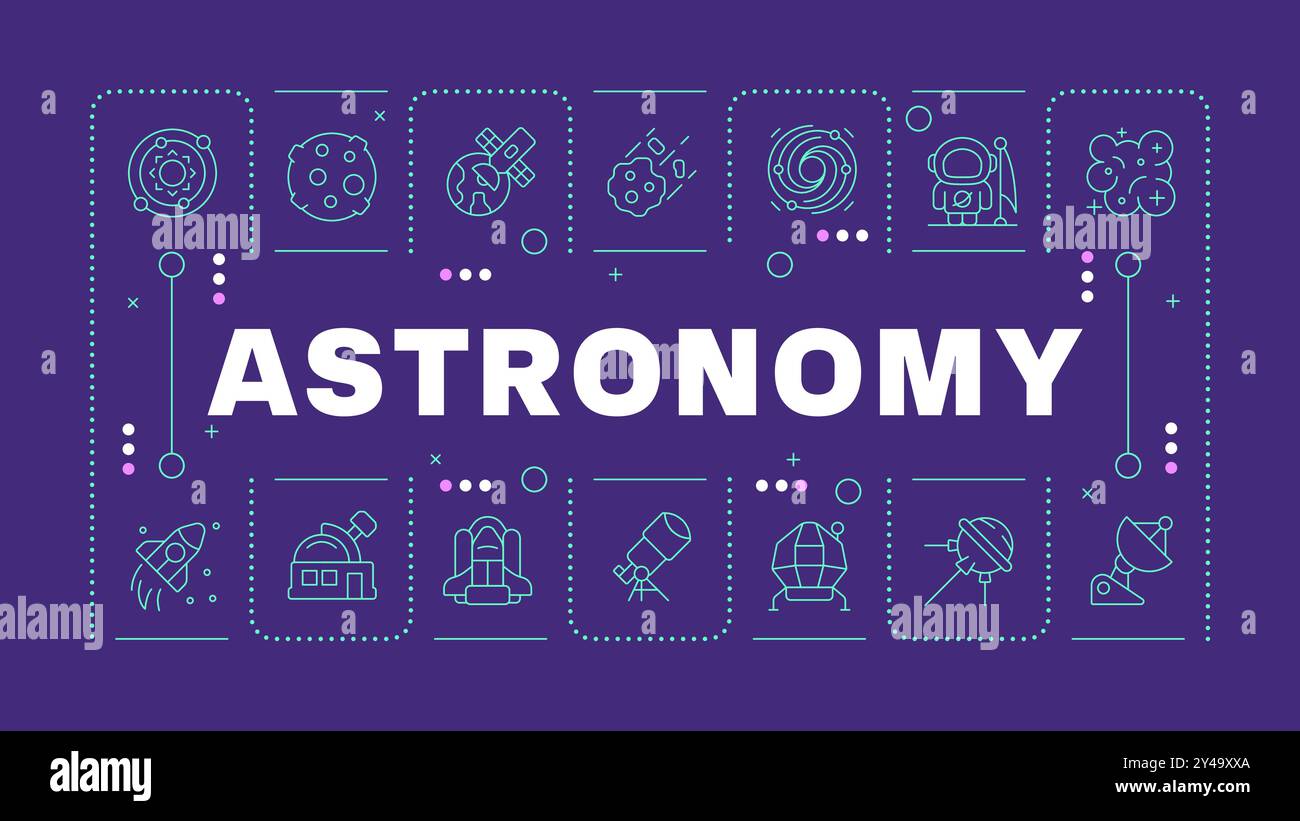 Astronomy dark purple word concept Stock Vector