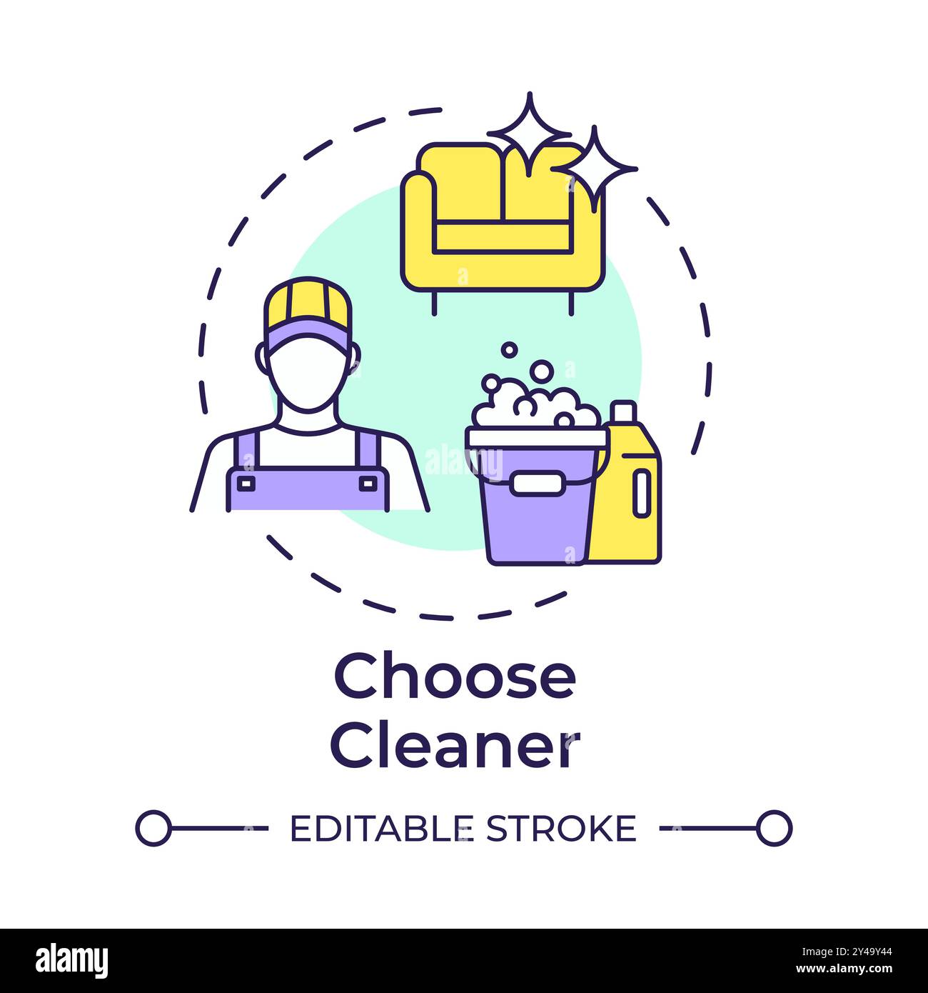 Choose cleaner multi color concept icon Stock Vector