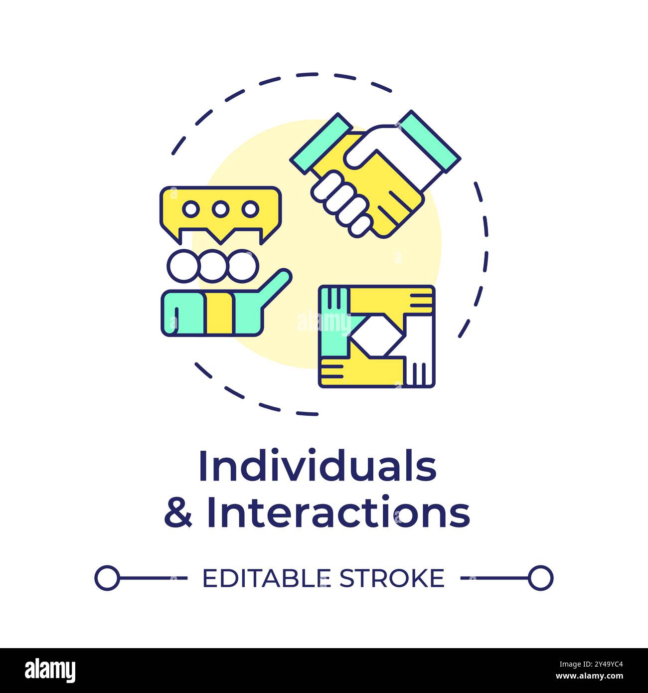 Individuals and interactions multi color concept icon Stock Vector