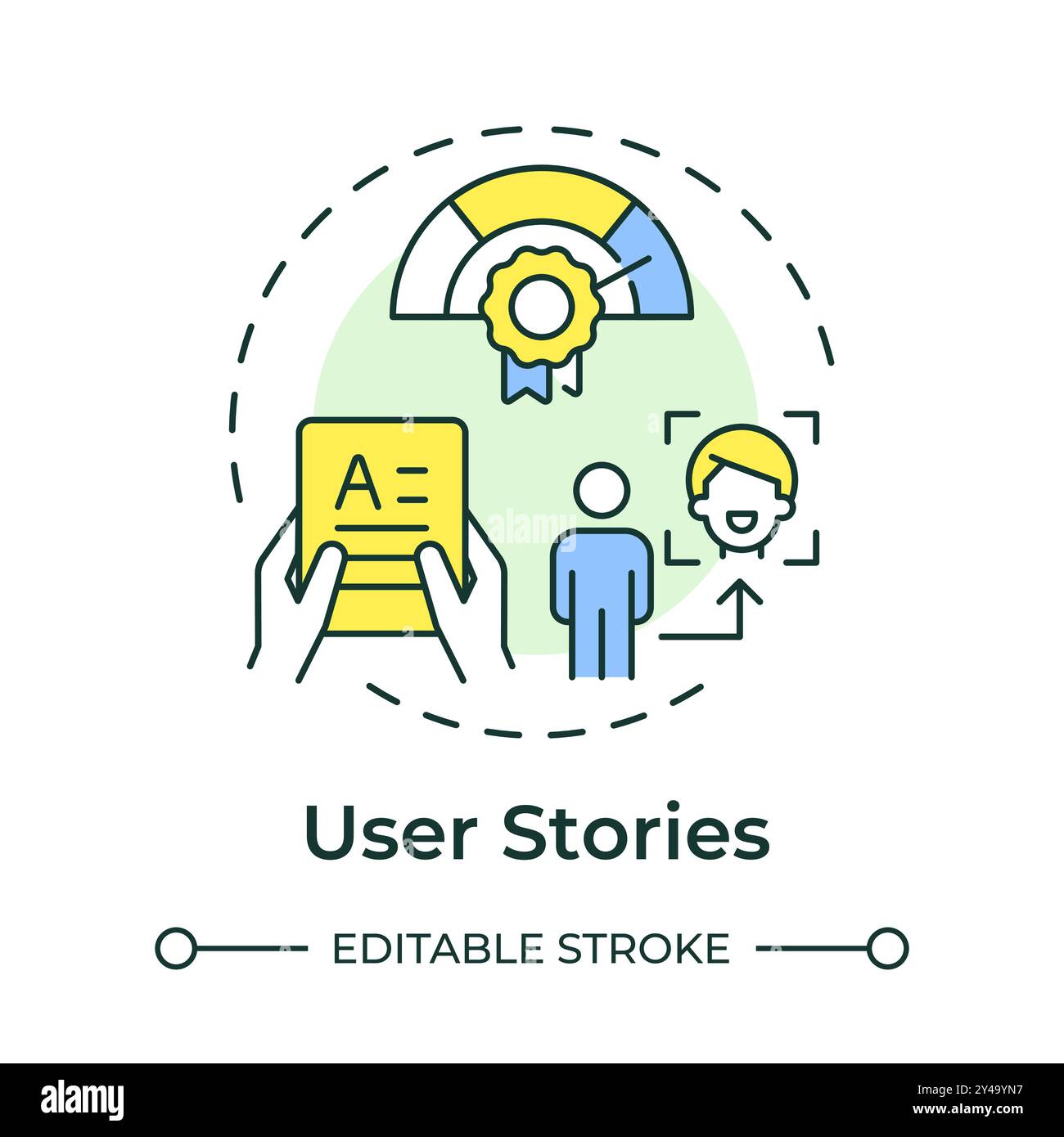 User stories multi color concept icon Stock Vector