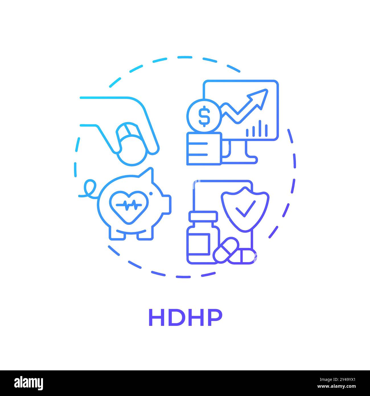 HDHP blue gradient concept icon Stock Vector