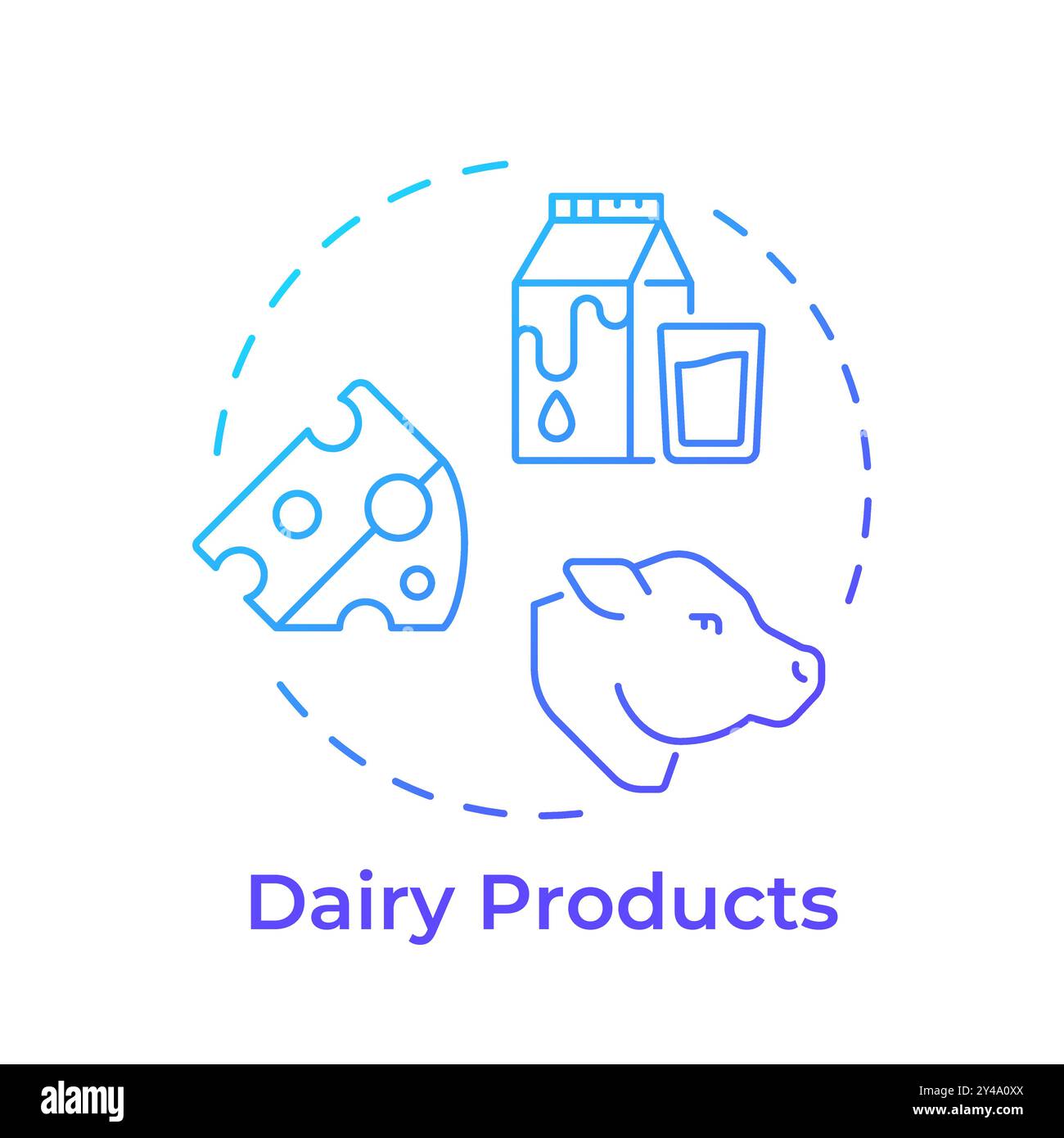 Dairy products blue gradient concept icon Stock Vector
