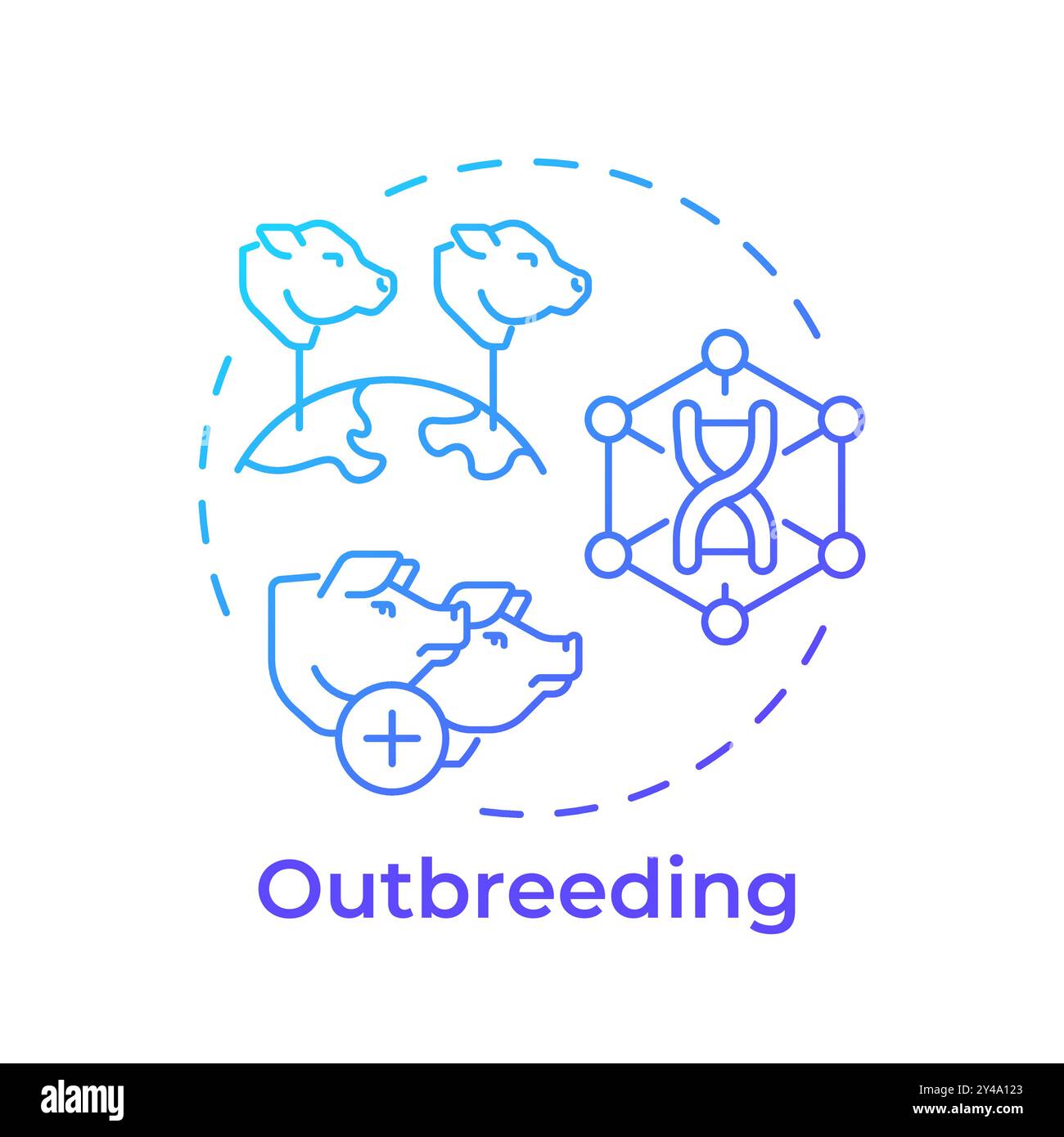 Outbreeding blue gradient concept icon Stock Vector