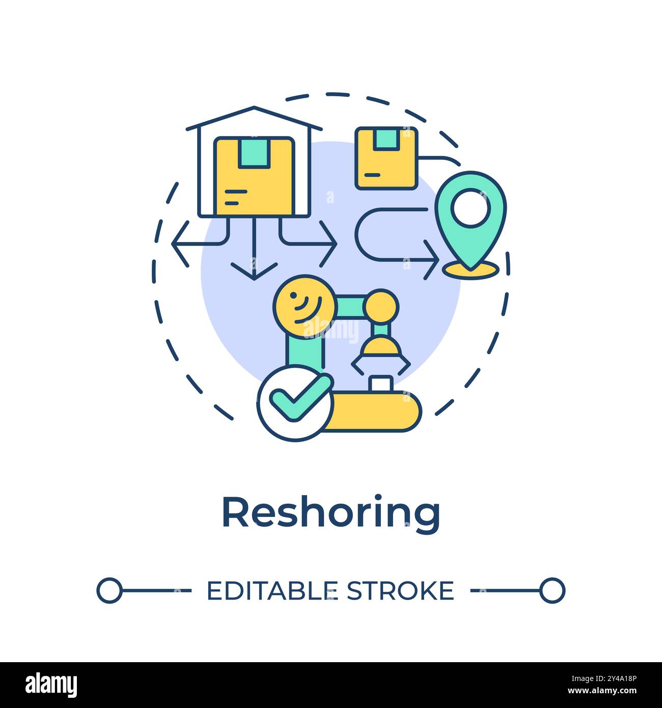 Reshoring multi color concept icon Stock Vector