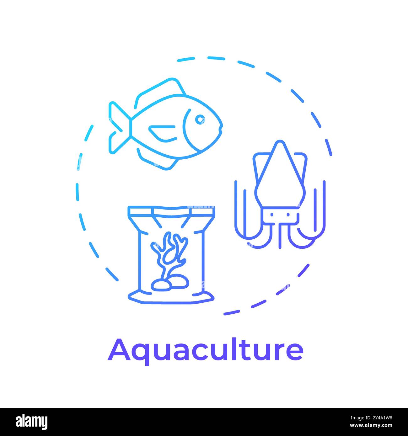 Aquaculture blue gradient concept icon Stock Vector