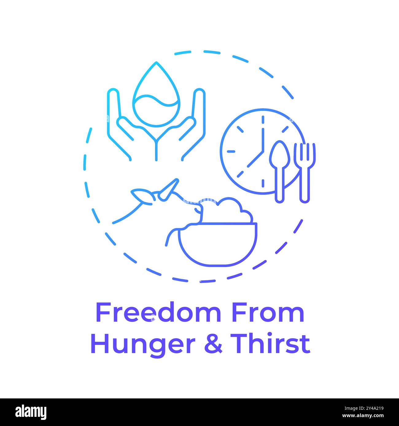 Freedom from hunger and thirst blue gradient concept icon Stock Vector