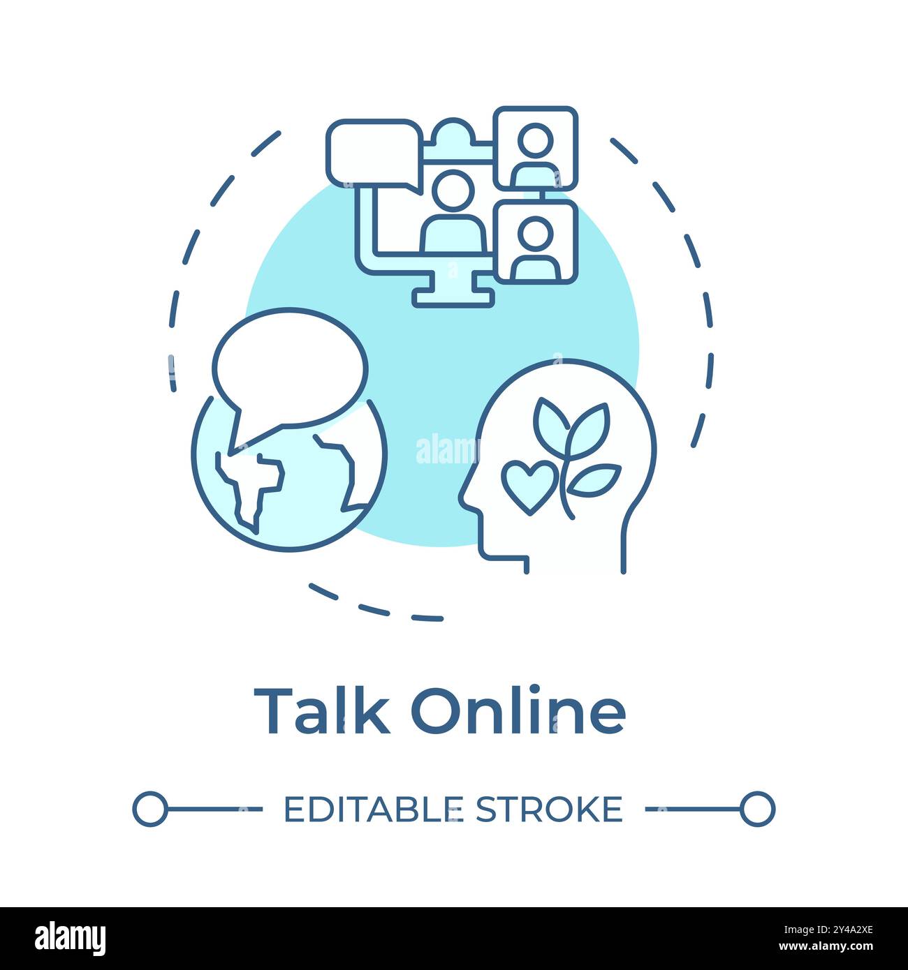 Talk online soft blue concept icon Stock Vector