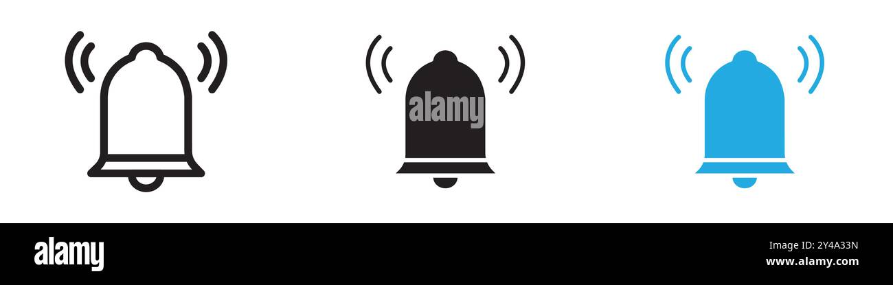 Bell icon vector line logo mark or symbol set collection outline style ...