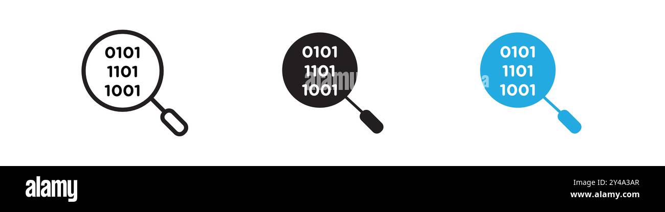 Binary code icon vector line logo mark or symbol set collection outline style Stock Vector