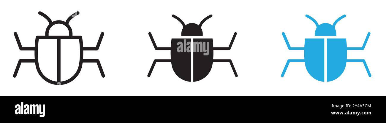 Bug icon vector line logo mark or symbol set collection outline style Stock Vector