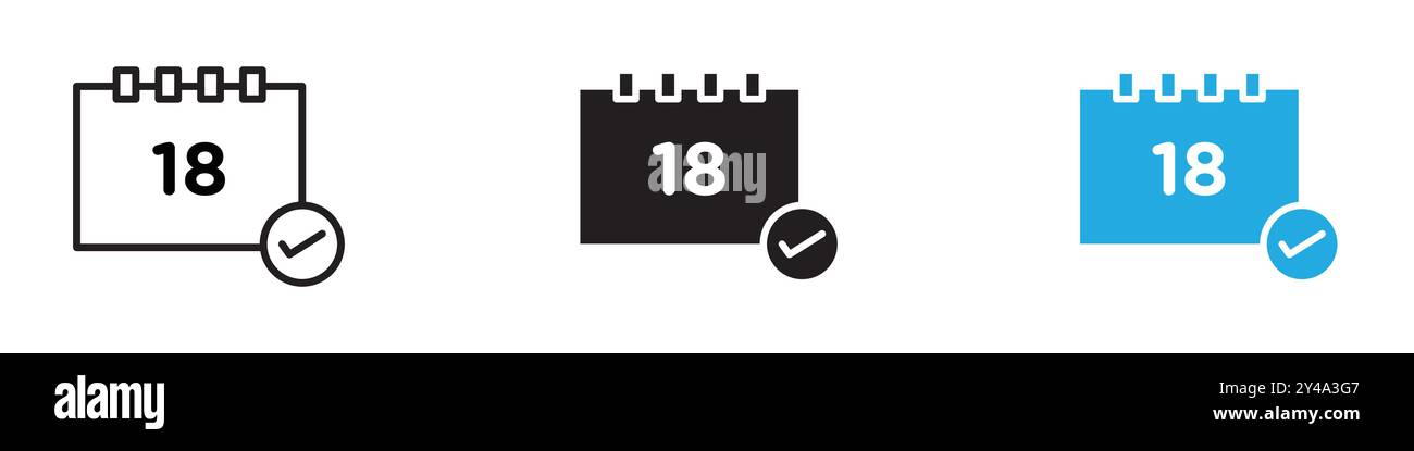 Calendar check icon vector line logo mark or symbol set collection ...