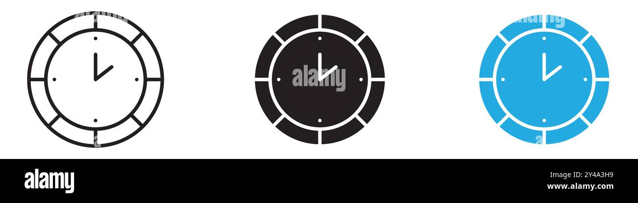 Clock two icon vector line logo mark or symbol set collection outline ...