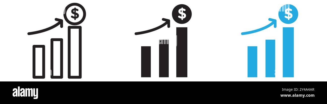 High revenue icon vector line logo mark or symbol set collection ...
