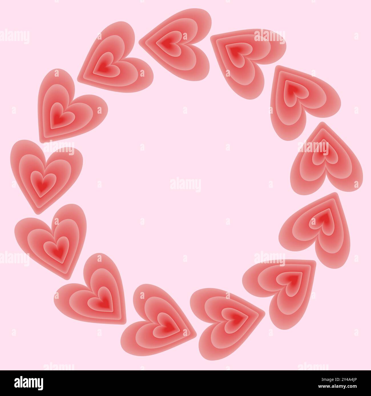 Illustration of pink hearts in the form of a circle, for Valentine's ...