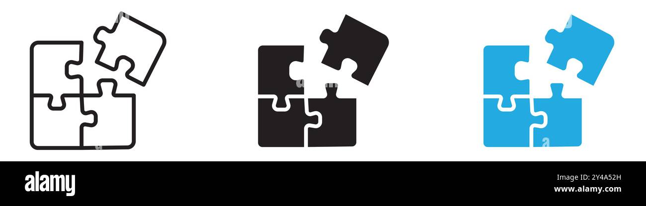 Puzzle icon vector line logo mark or symbol set collection outline ...