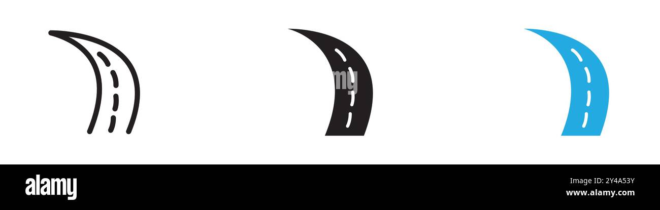 Road icon vector line logo mark or symbol set collection outline style ...
