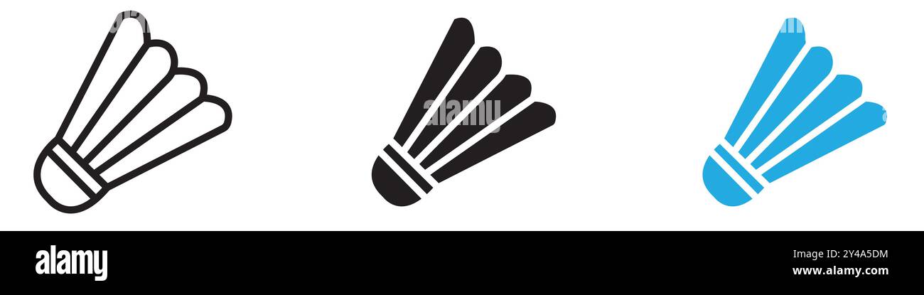 Shuttlecock icon vector line logo mark or symbol set collection outline ...
