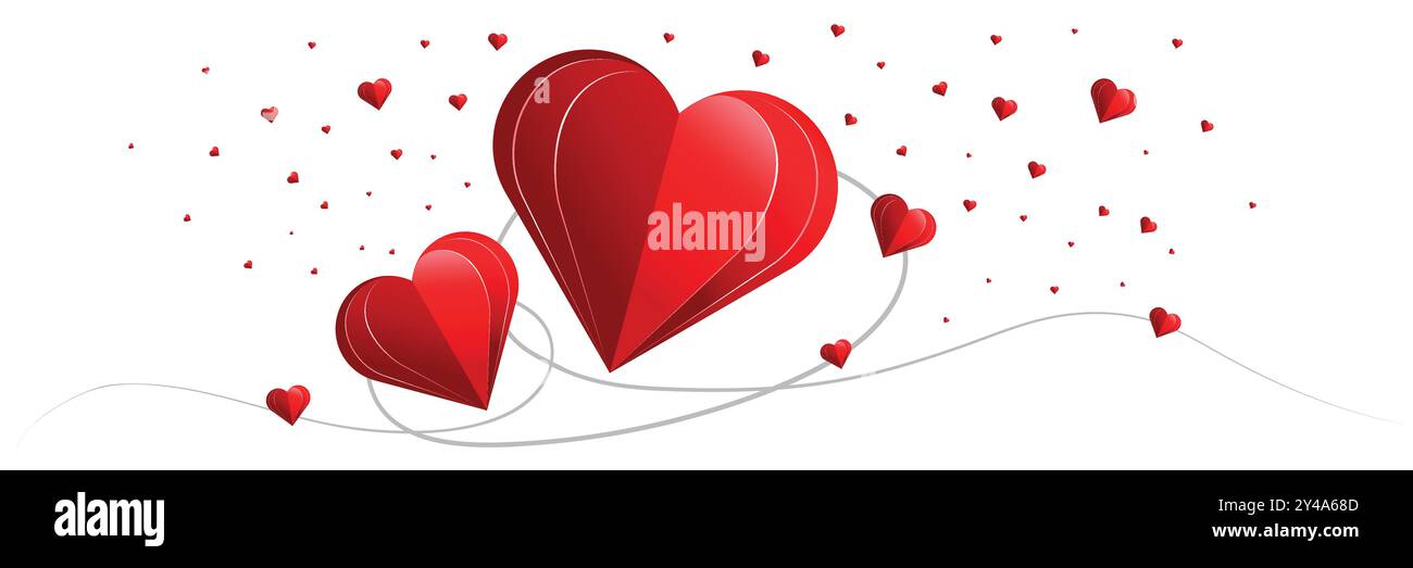 Three-dimensional red hearts - vector illustration Stock Vector