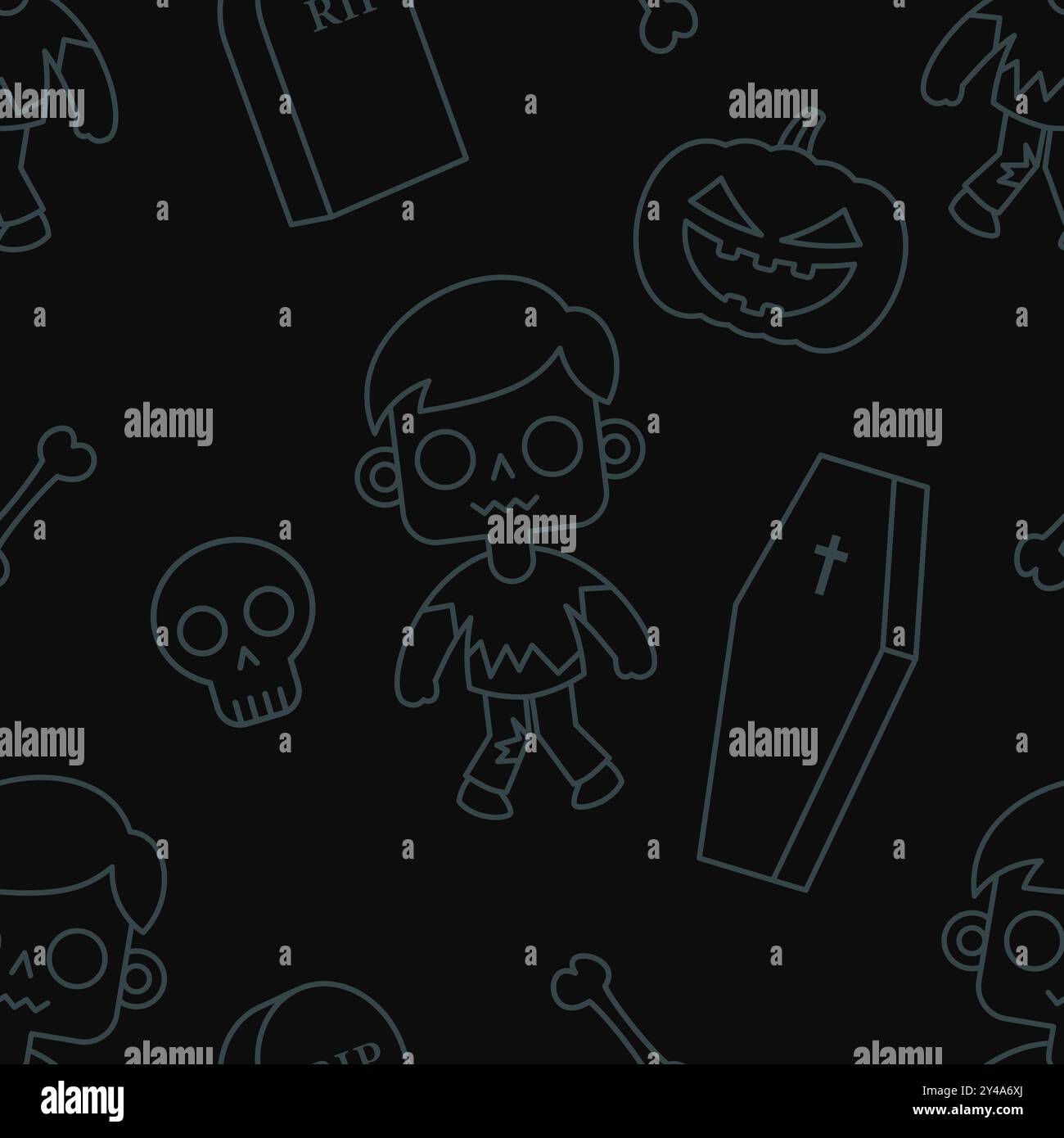Halloween Seamless Pattern. Vector background with zombies EPS10 Stock Vector