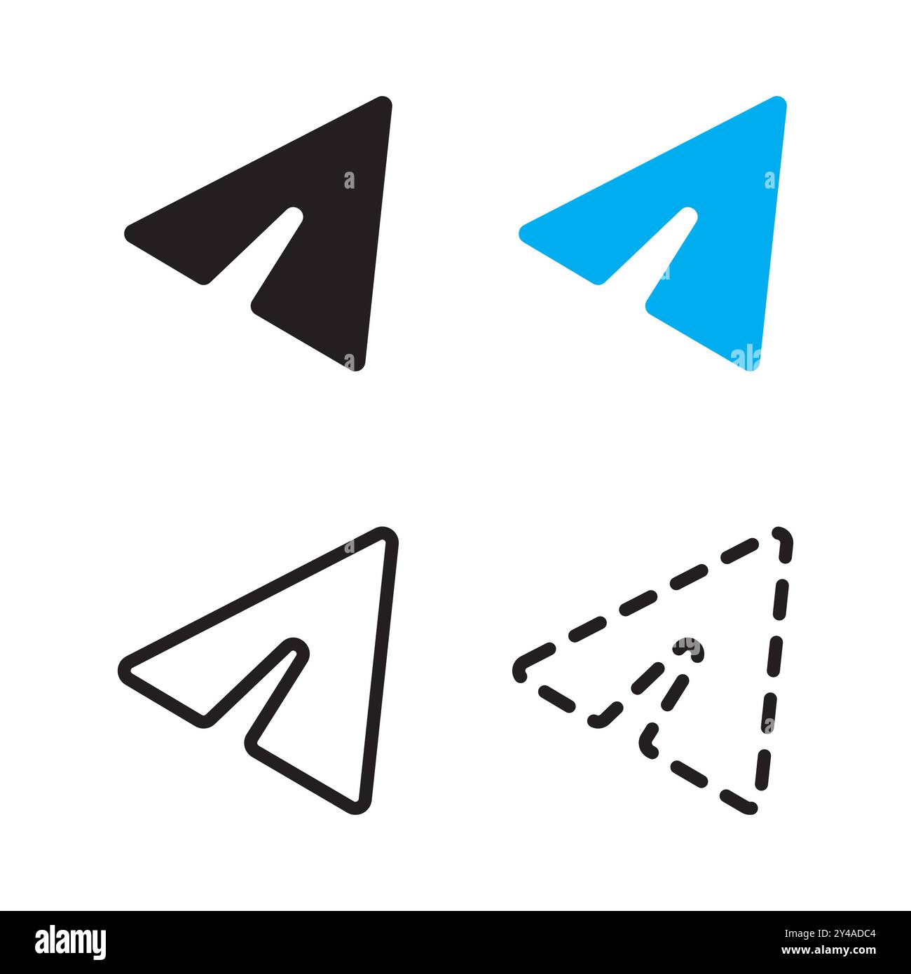 Paper plane icons. Solid and outlined styles. Simple communication symbol. Modern vector graphic. Stock Vector