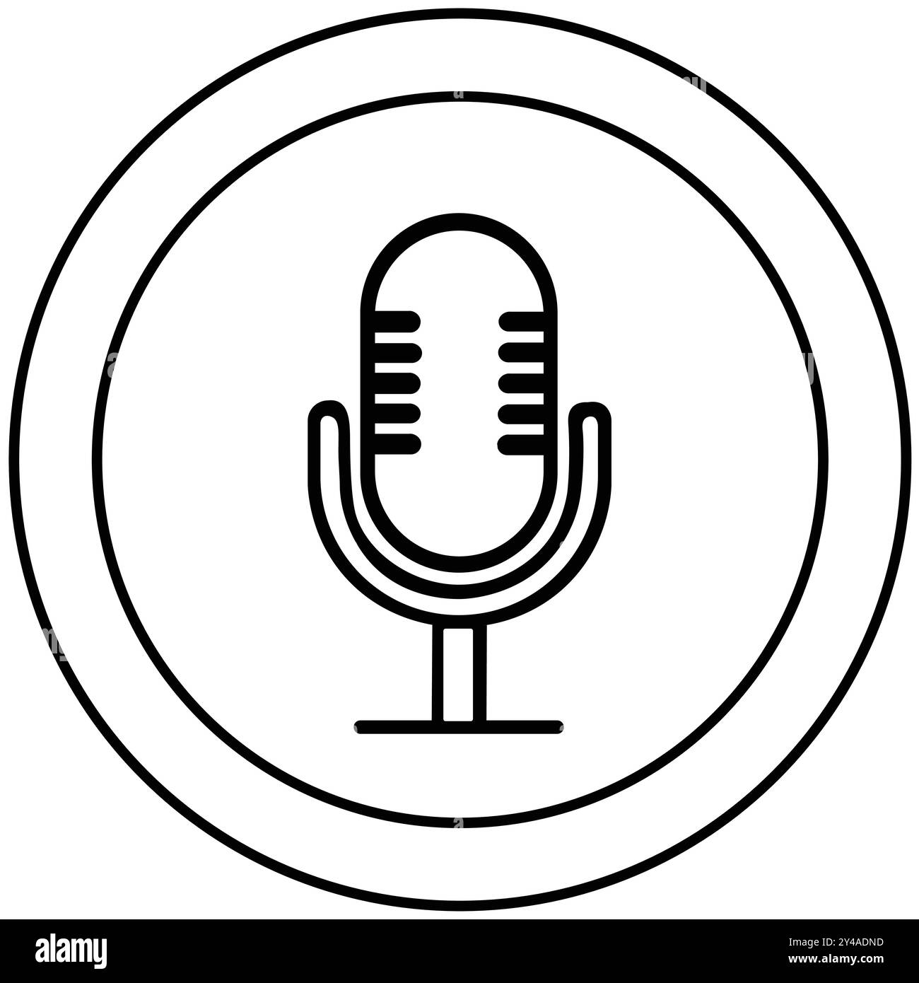 Mic Silhouette Vector Illustration White Background Stock Vector