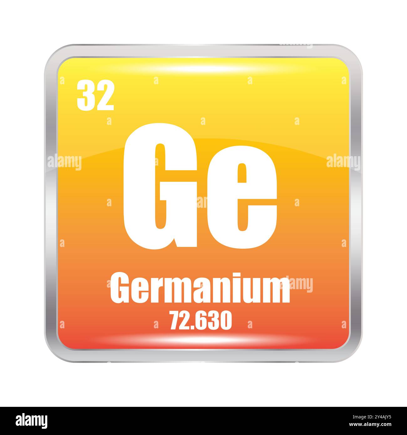Germanium element icon. Atomic number 32. Germanium 72.630 mass. Vector Ge symbol. Stock Vector