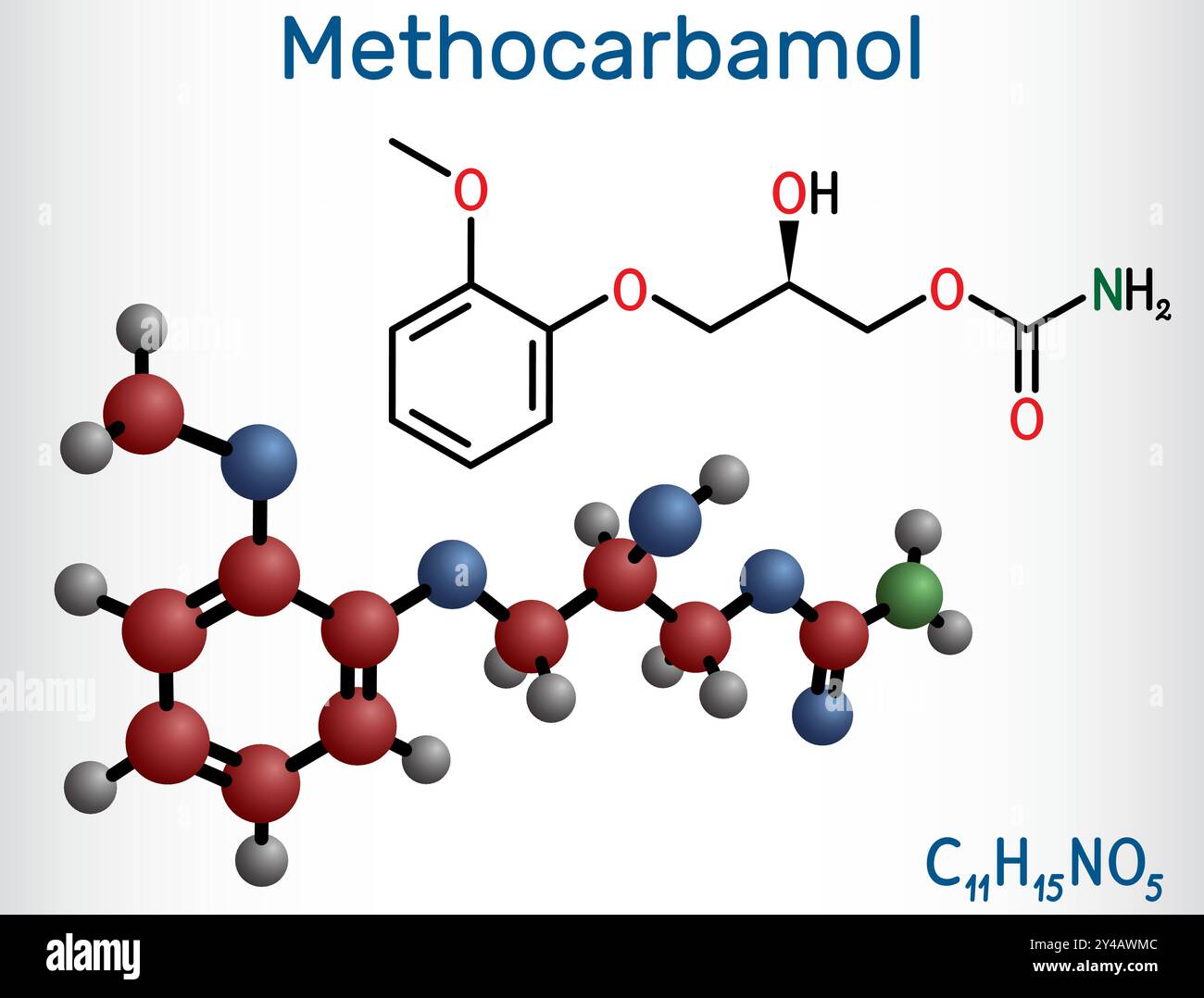 Methocarbamol drug molecule. It is used for shortterm musculoskeletal Methocarbamol drug molecule. It is used for shortterm musculoskeletal