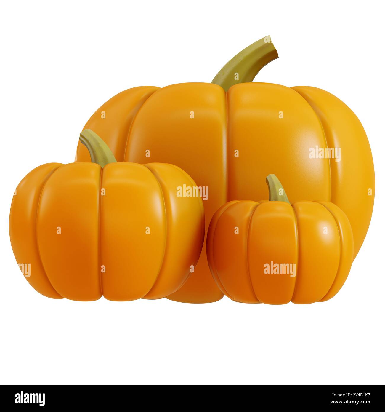 Three pumpkins isolated on white background. 3d rendering Stock Photo