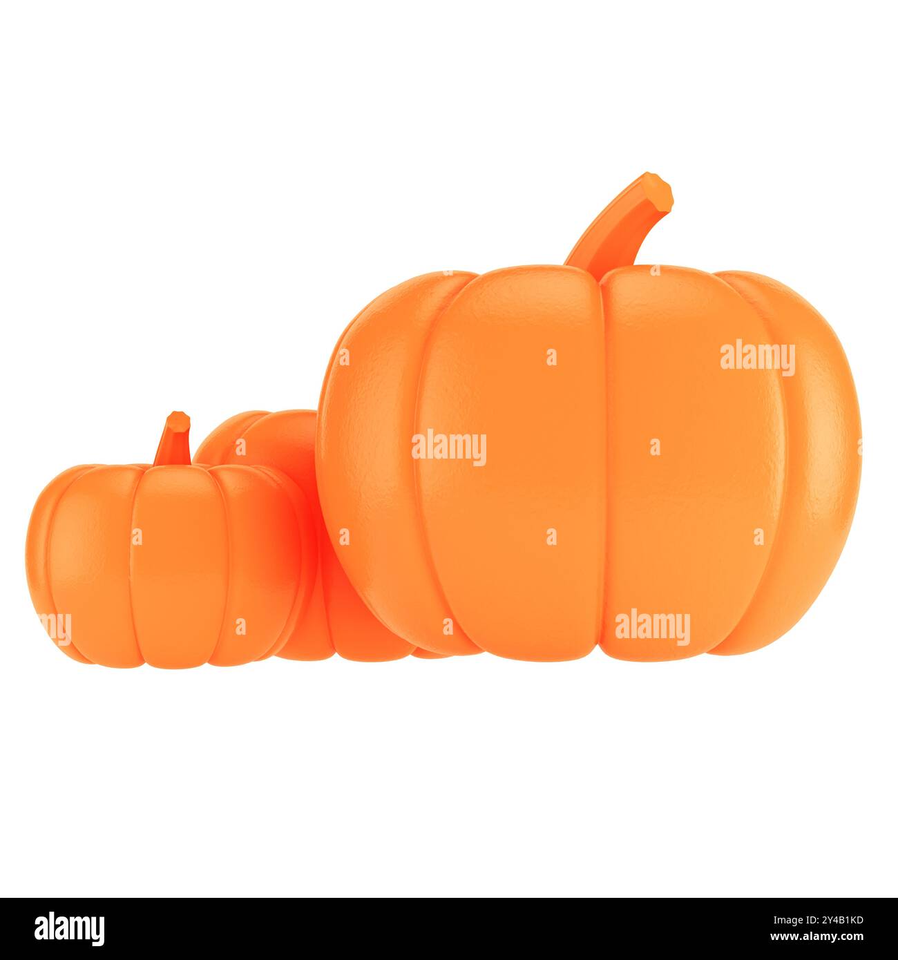 Three pumpkins isolated on white background. 3d rendering Stock Photo