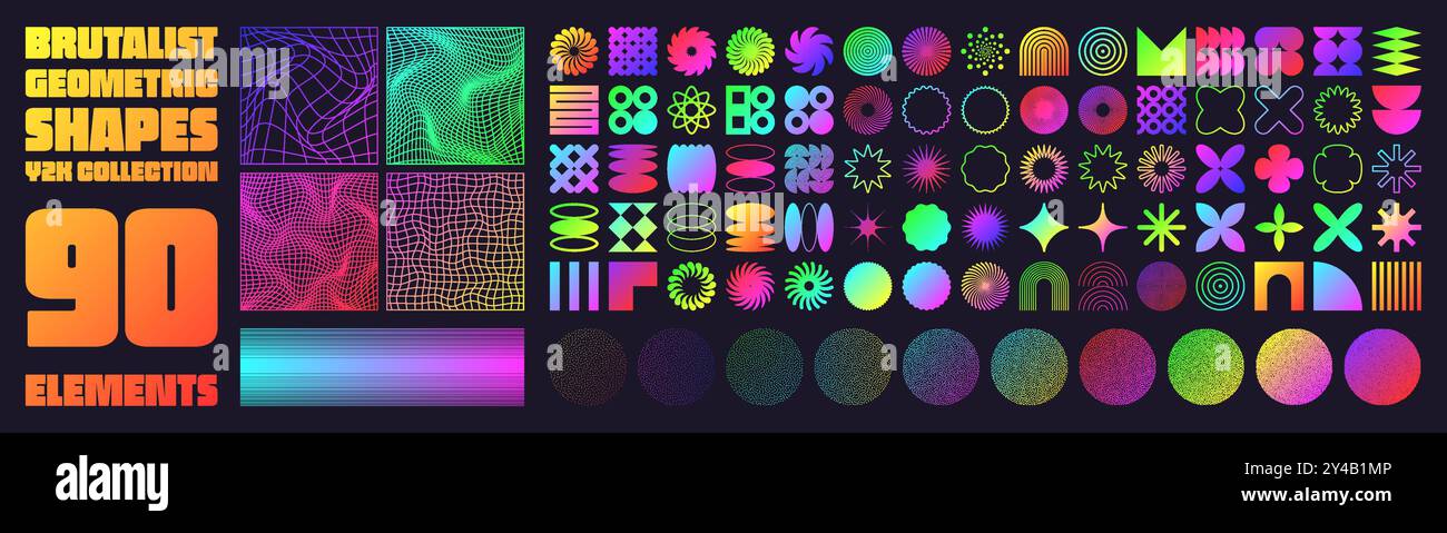 Brutalist geometric shapes, neon modern symbols. Groovy checkered ...