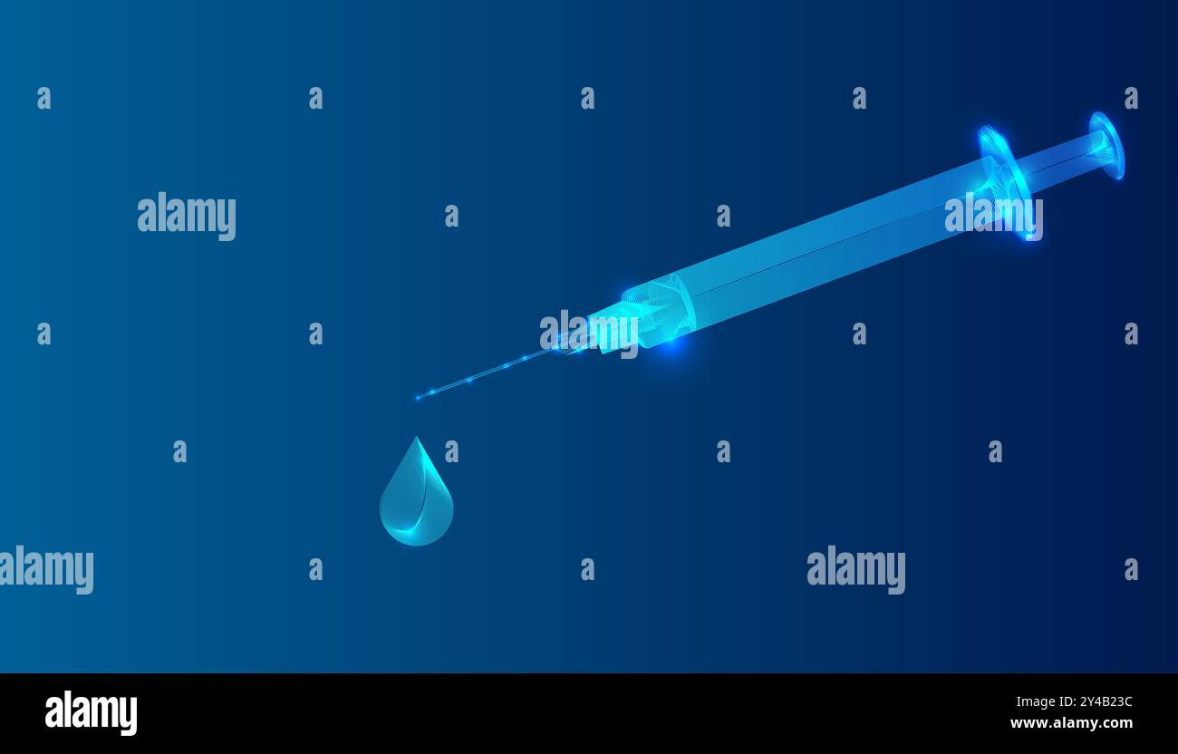 Syringe Abstract Vaccine in syringe. Low poly style design. Abstract geometric ...