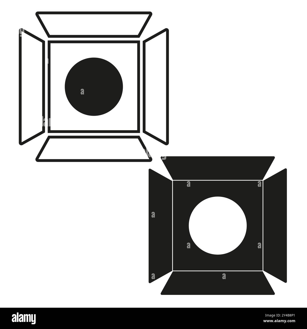 Packaging box icon. Open box symbol. Vector container illustration. Flat geometric design. Stock Vector