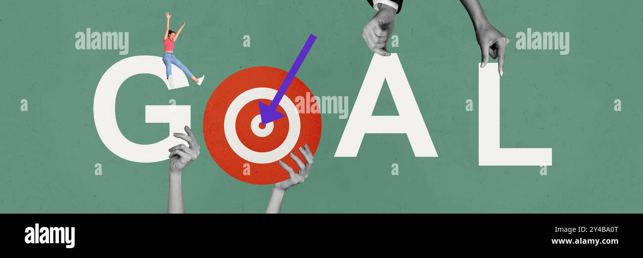 Composite trend artwork sketch image collage of arrow achieve goal ...
