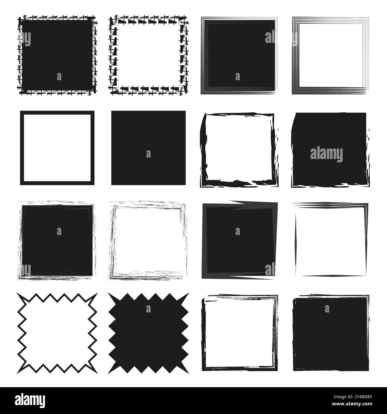Square frame designs. Black rough borders. Abstract vector shapes ...