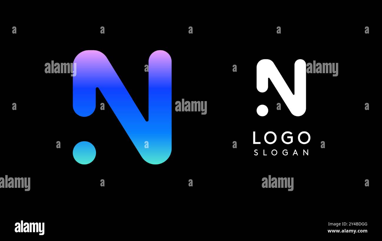 Minimalist geometric letter N, bold rounded icon style, futuristic ...