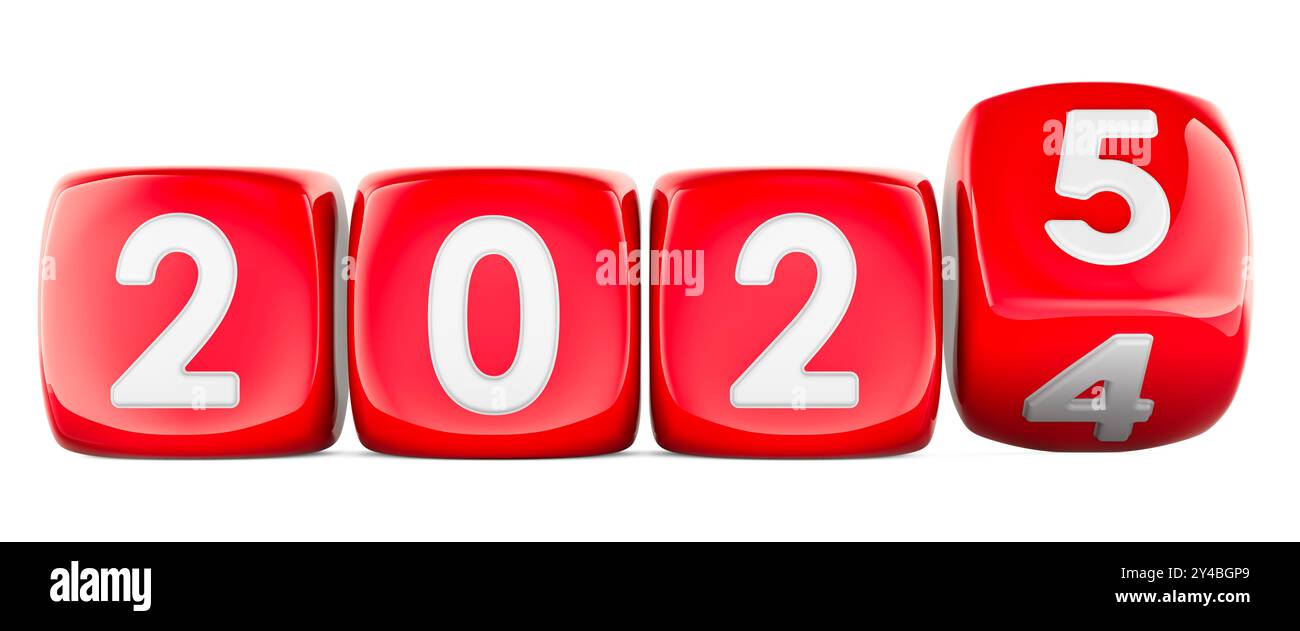 Red Cubes 2025 3D Rendering Isolated On White Background Stock Photo Red Cubes 2025 3d Rendering Isolated On White Background 2Y4BGP9