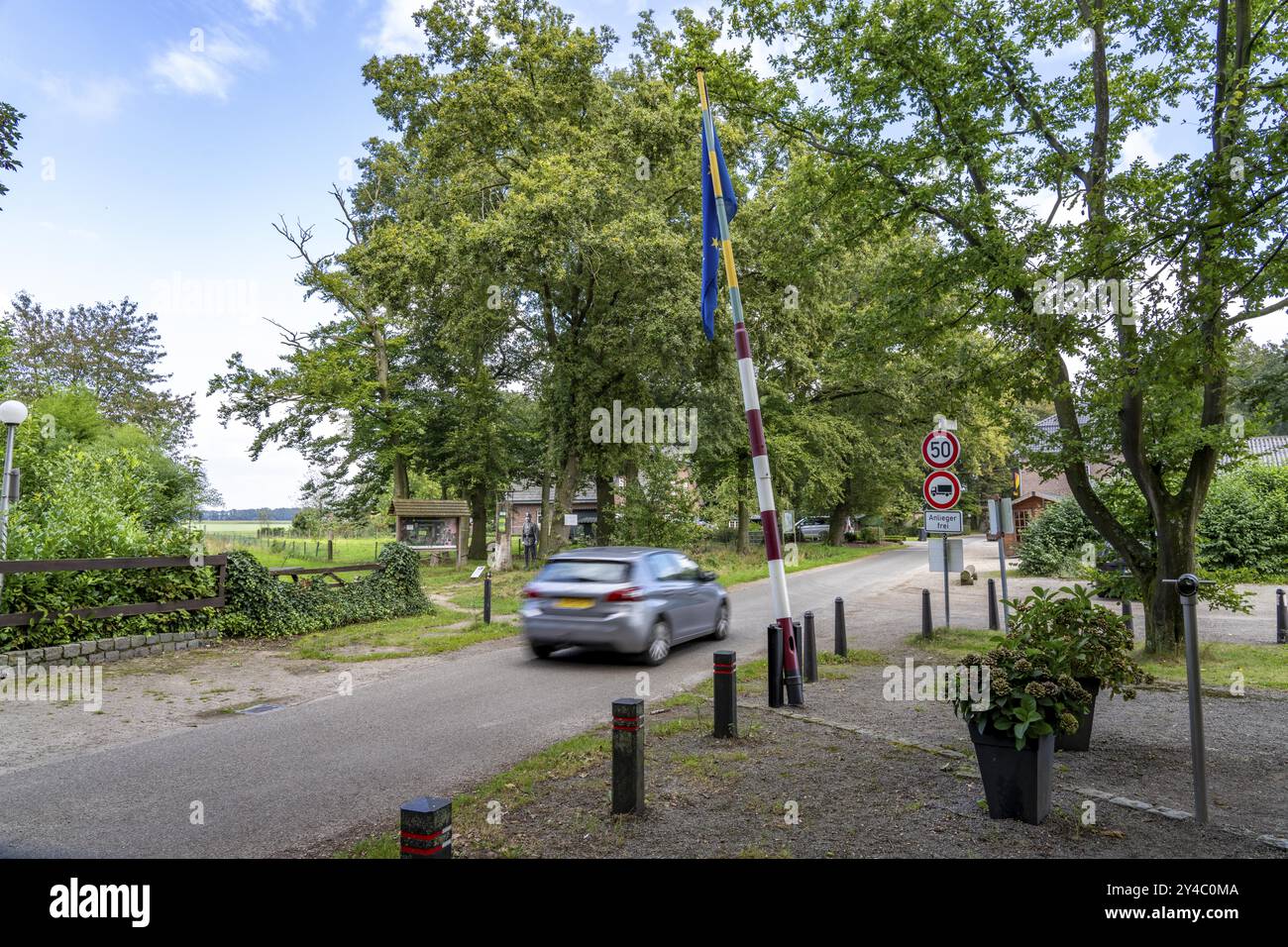 The so-called Green Border, at the former border crossing Grenzweg near Straelen-Kastanienburg and NL Velden, between Germany and the Netherlands, adv Stock Photo