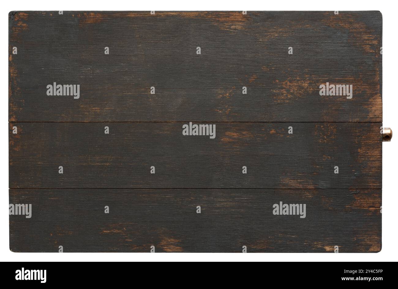 Black rectangular wooden oak kitchen cutting board. White background, top view Stock Photo