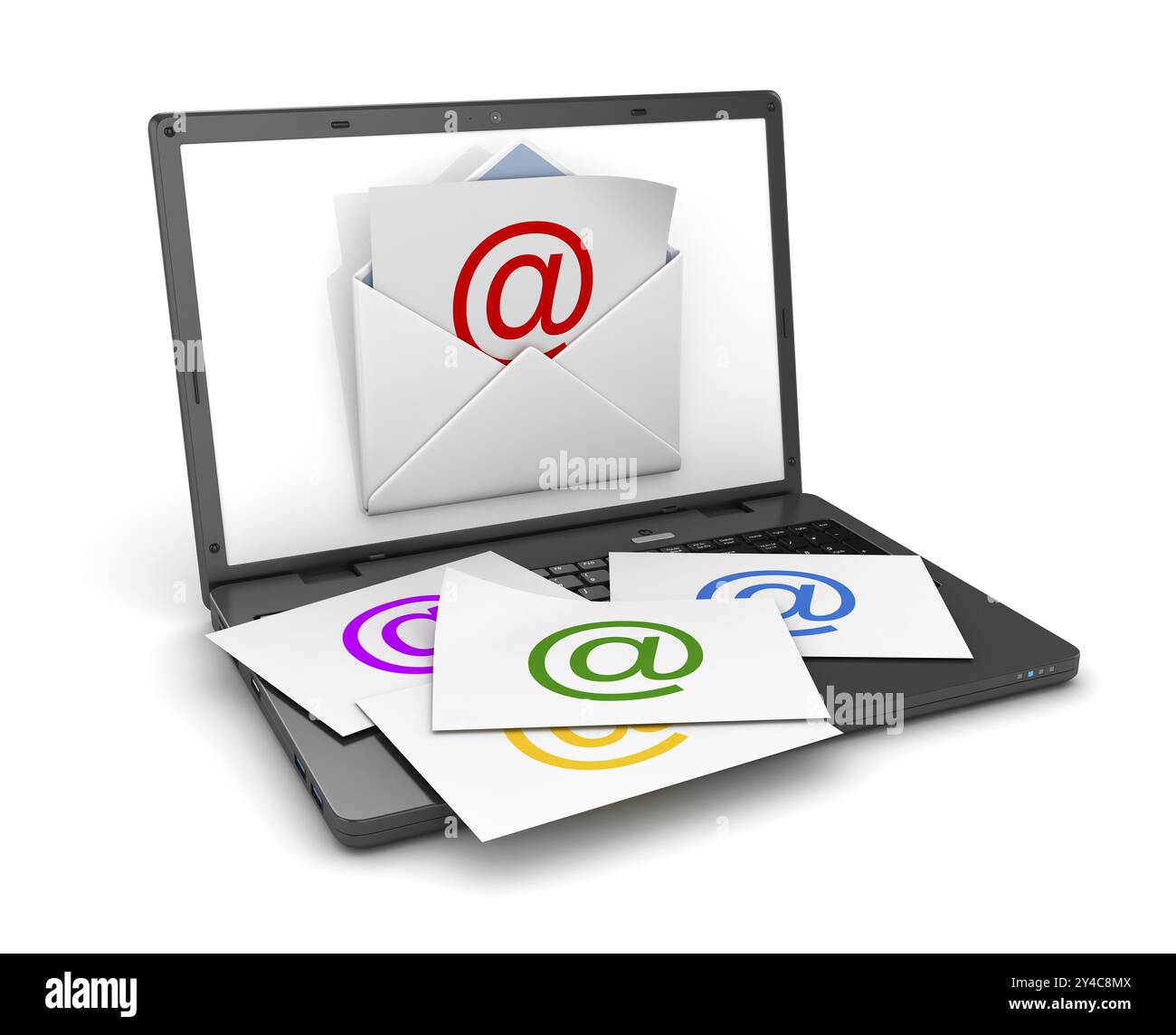Email concept with laptop, This is a computer generated and 3d rendered ...