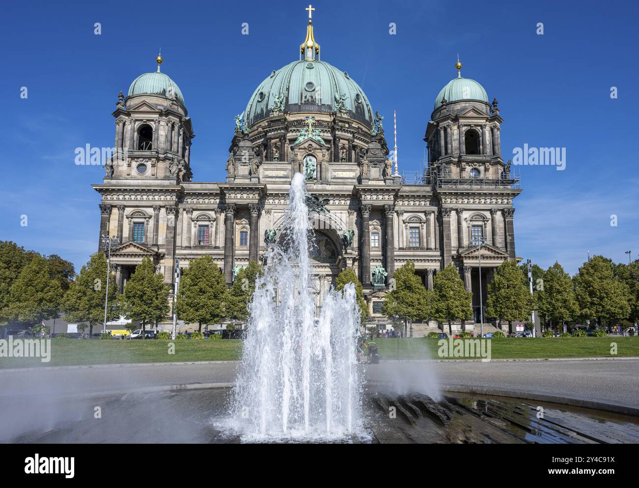 The imposing Berlin Cathedral with a small fountain Stock Photo