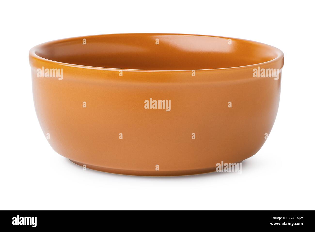 Deep clay bowl isolated on a white background Stock Photo