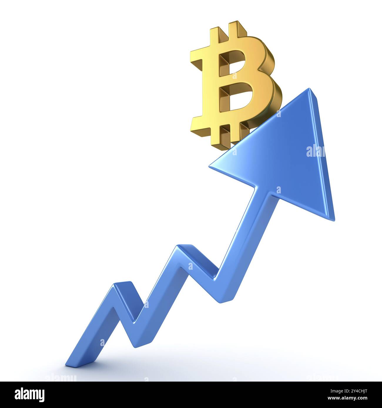 Bitcoin Symbol and Blue Arrow Stock Photo - Alamy
