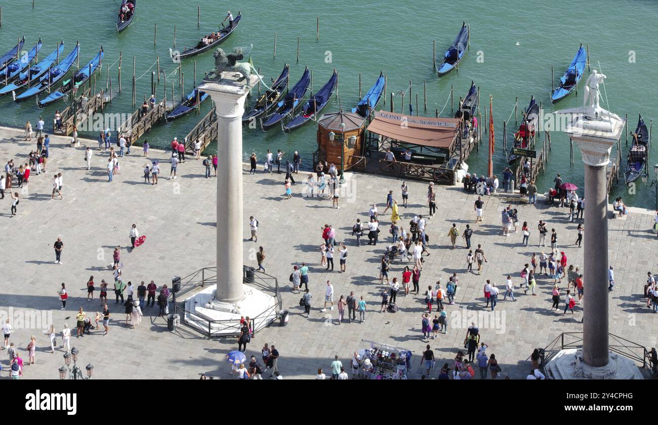 St. Mark's Rower View from the St Mark's Tower of the gondolas and the monolithic ...