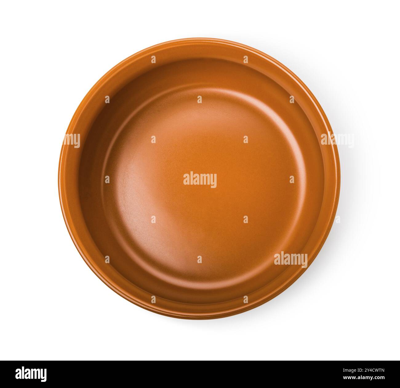Deep clay plate isolated on a white background Stock Photo