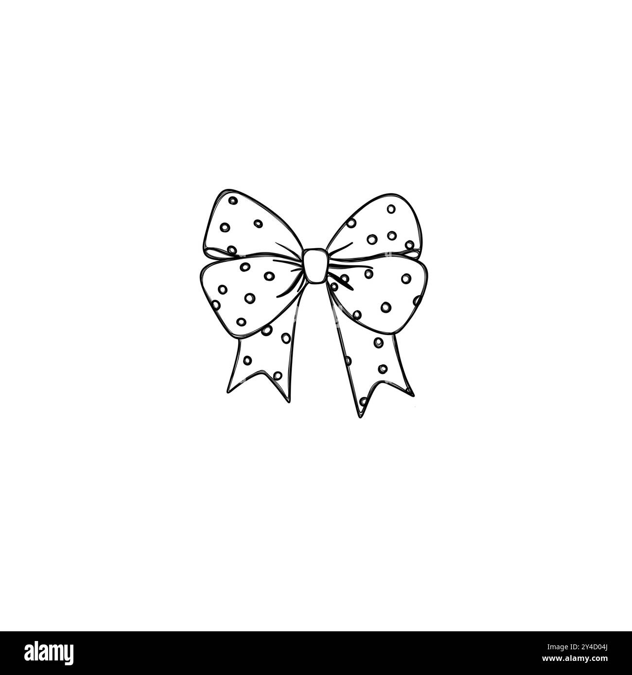 Beautiful festive bow with ribbons - line art illustration Stock Photo ...