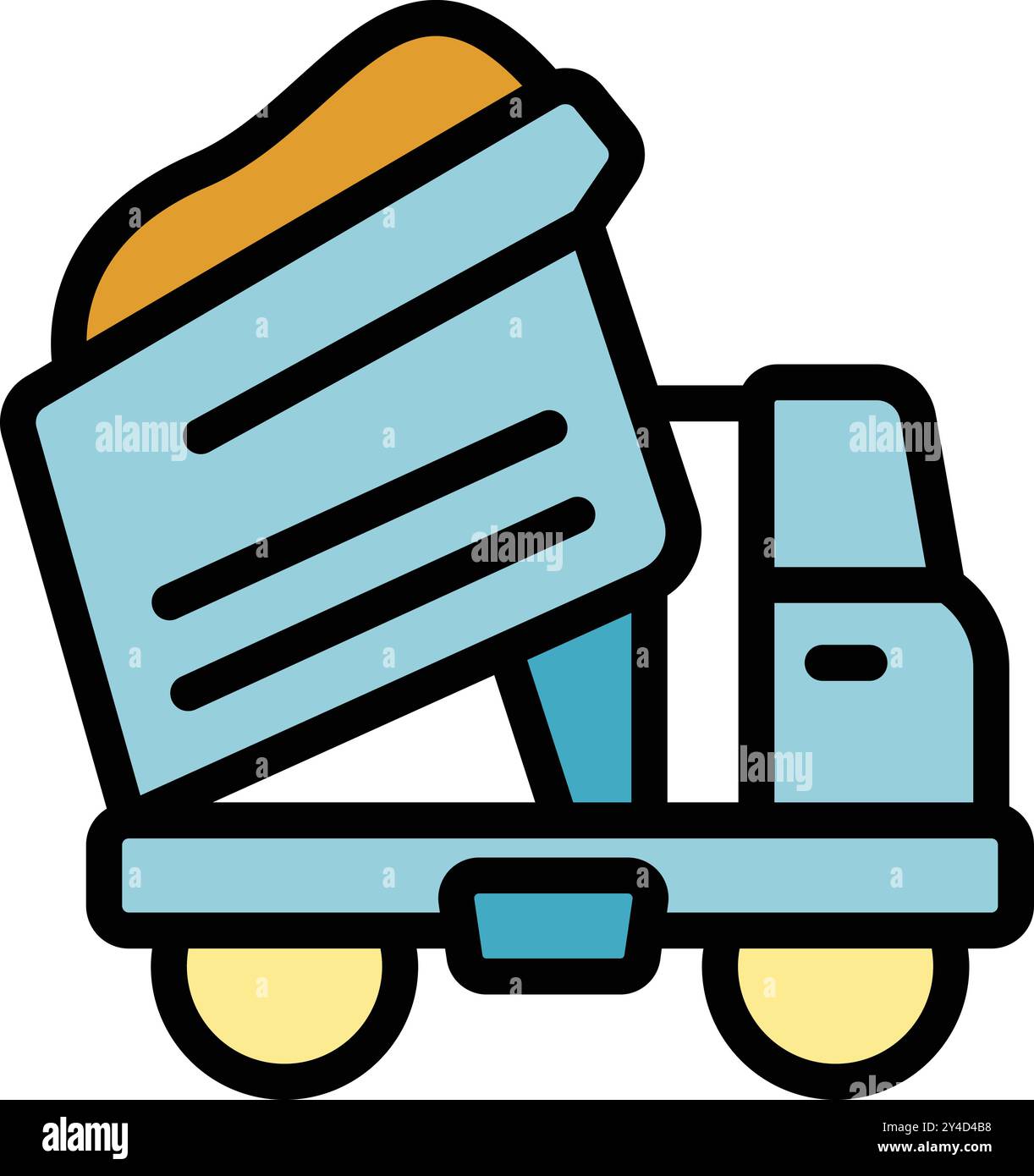 Dump truck unloading cargo at construction site filled outline icon ...