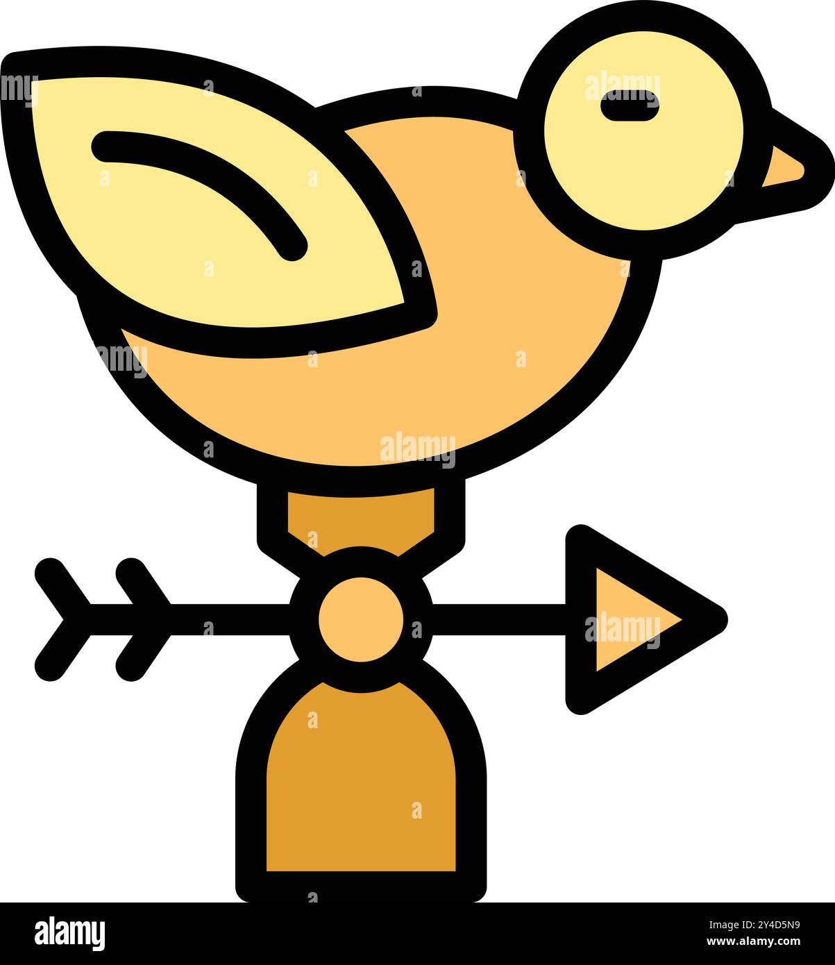 This icon of a cute bird weather vane is showing the direction of the ...