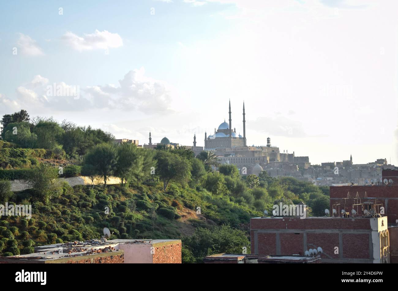 landscape of al azhar park and old city buildings in cairo egypt Stock ...